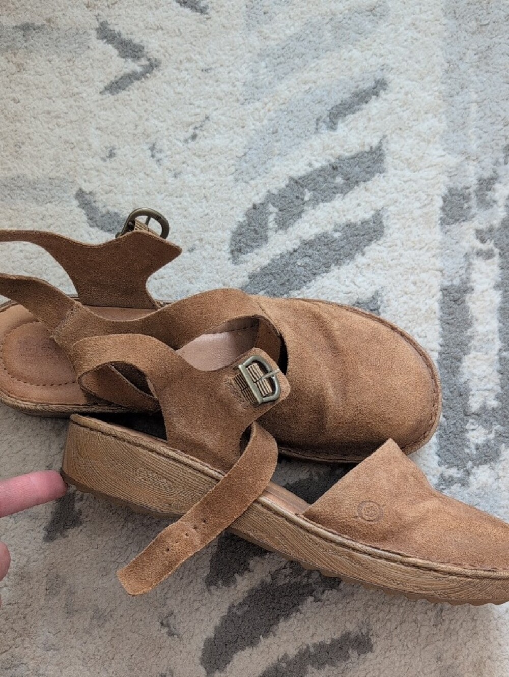 Born Suede Closed-Toe Ankle-Strap Sandals in Cognac Brown - Picture 4 of 4